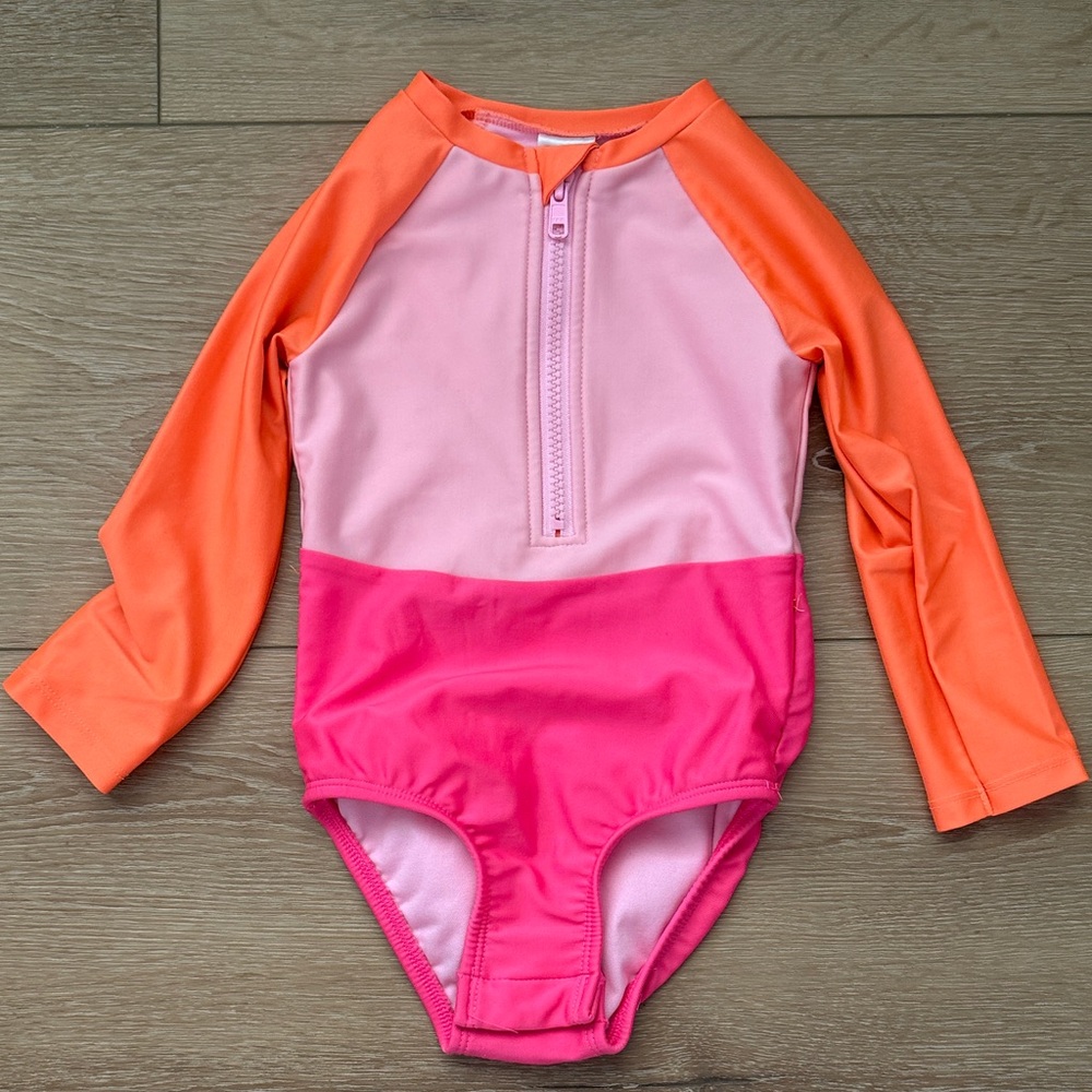 Toddler Girl Colorblock Rash Guard Swimsuit